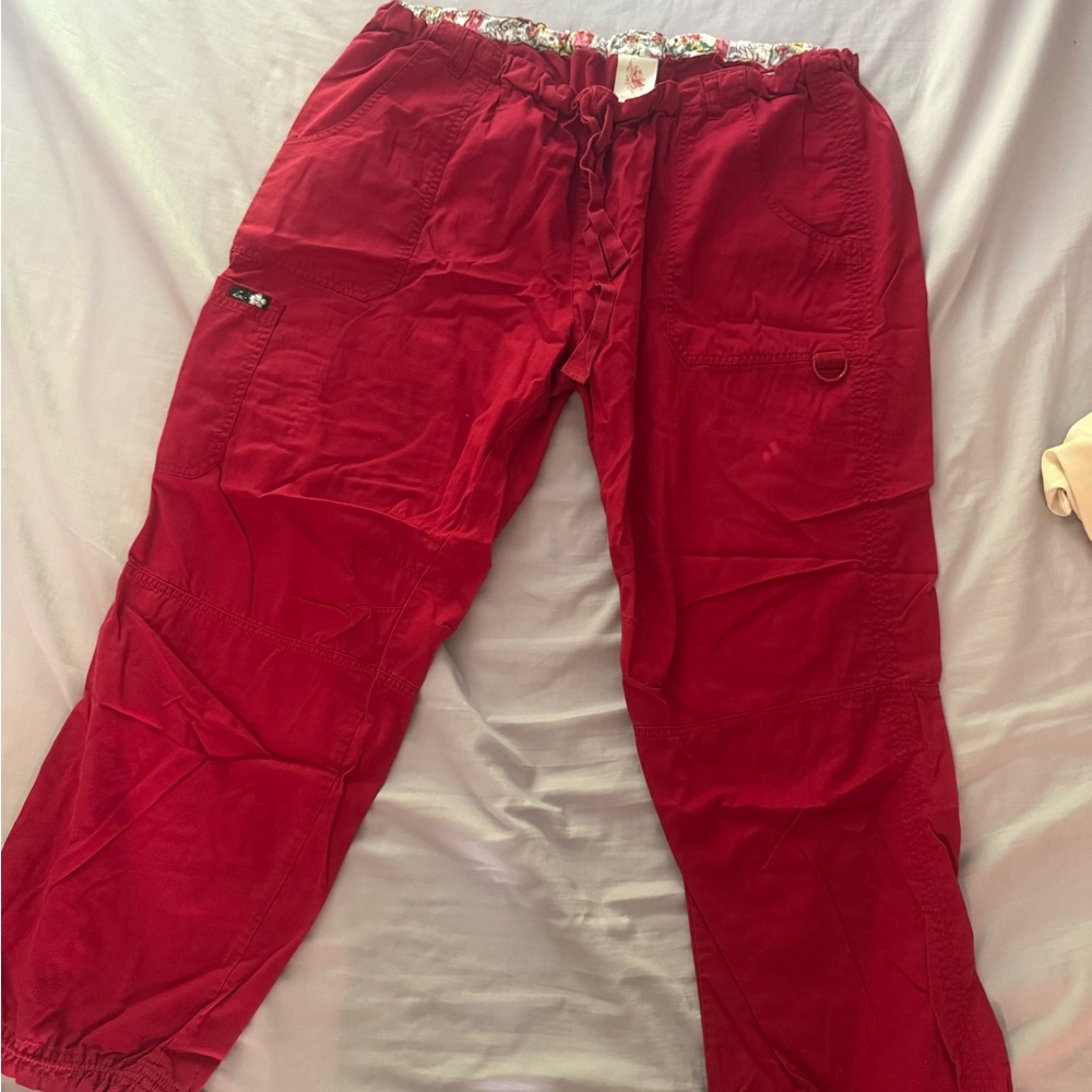 Koi Red Cargo Scrub Pants